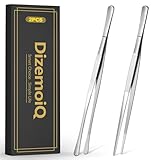 DizemoiQ 2er Set Kochpinzette Edelstahl 30cm Lange Küchenpinzette Fleischpinzette zum Braten Grillen Servieren Wenden Silber
