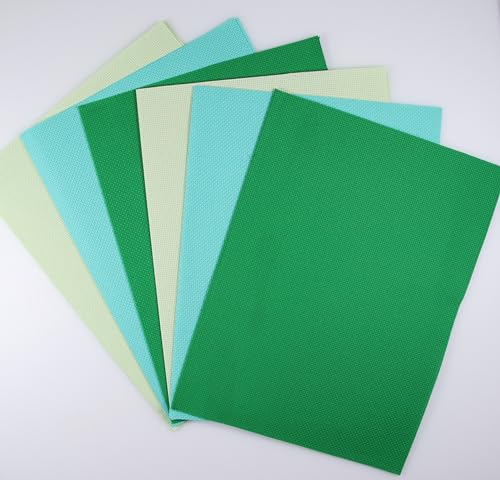 Image of KCS 6 pc of 12 inch x 18 inch(30cmx45cm) 14CT Counted Cotton Aida Cloth Cross Stitch Fabric (Light Green+Green+Sea Green)