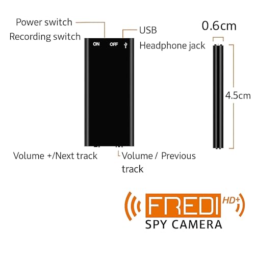 Image of FREDI HD PLUS Mini Digital Voice Recorder with 8GB Inbuilt Memory | Small & Portable Audio Recorder | Voice Activated Recording | USB Rechargeable | Perfect for Indoor & Outdoor Use - Meetings