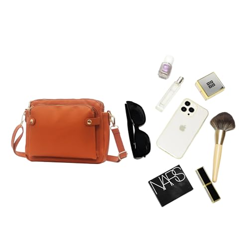 Image of Zengmei brown 3 Layers Crossbody Purse for women PU vegan leather card organizer multi pocket wallet hobo antitheft trendy travel