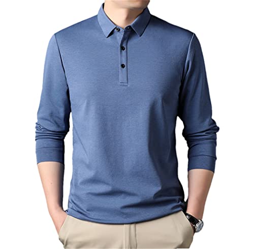 Polo manches longues Haitpant en soie gris bleu idéal pour le bureau