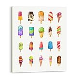 GOODBANER Ice Cream Flavors Sign - Wooden Printed Wall Art - Summer Kitchen Decor - Unisex Gift for Home, Office, or Party