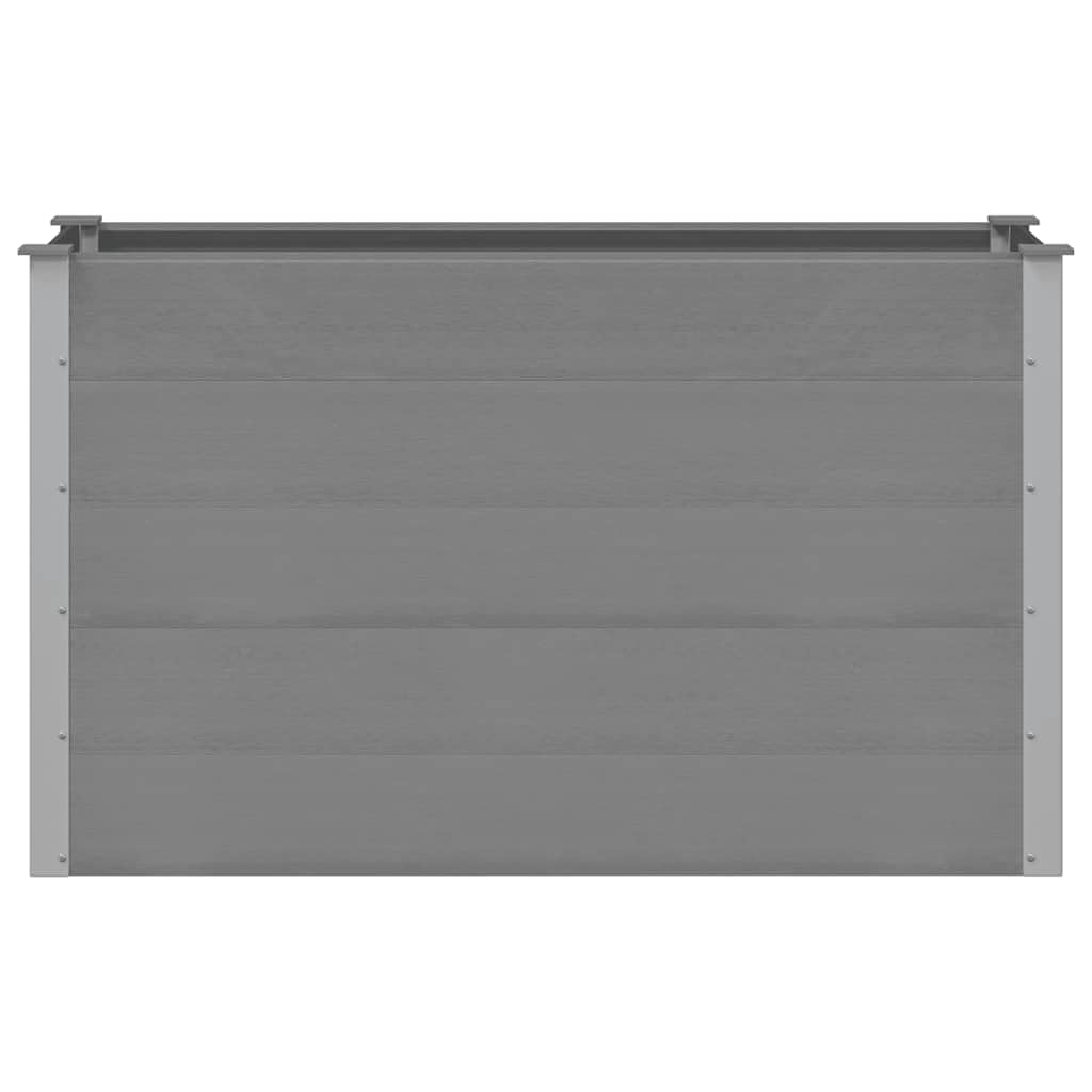 Podwyższona donica ogrodowa WPC 150x50x91 cm szara podwyższony ogród drewniano-plastikowy podestowy kwietnik z aluminium wysoka skrzynia na rośliny na taras balkon łatwy montaż