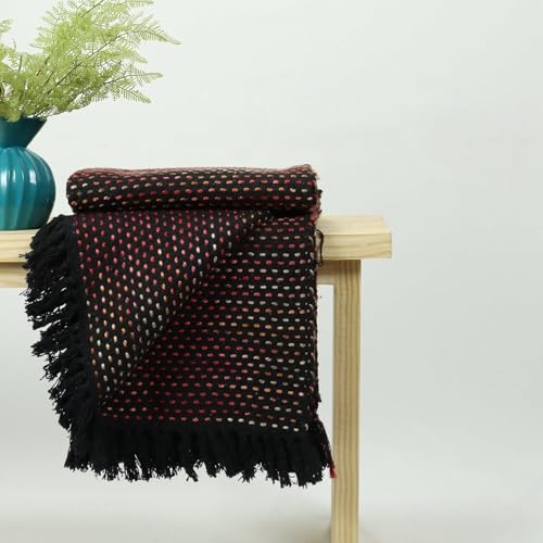 Image of Handwoven Sofa Throw 50x70 Inches with Jute Palm Tree Cushion Covers 16x16 Inches (Set of 2), Soft Decorative Blanket for Living Room & Couch - Pack of 3 (1 Sofa Throw + 2pc Cushion Cover)