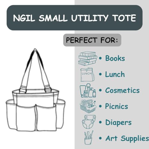 NGIL Small Utility Tote Small Carry on Travel Tote Bags for Women, Women Mini Work Tote Caddy Bag (Softball-black)