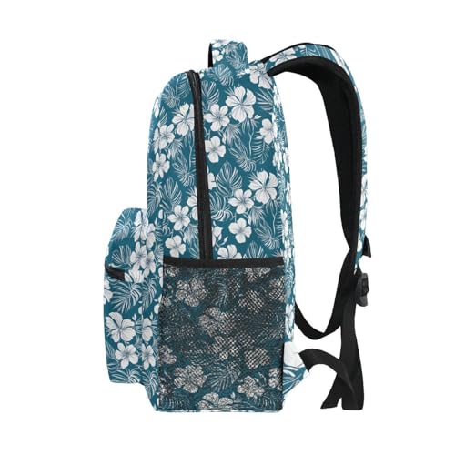 ALAZA Green White Hawaiian Flowers Kids School Backpack for Boys Girls Teens Bookbag Travel Daypack Bag 16 inch3