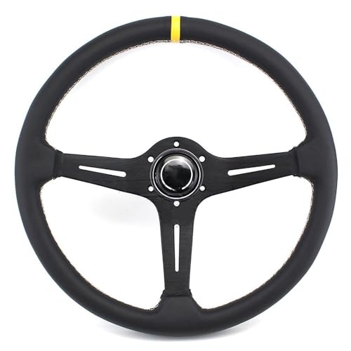 Volante Sportivo,Volante Auto Volante da corsa competitivo in pelle da 15 pollici 380 mm for modifica auto fuoristrada(1)