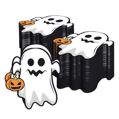 FloralGrace 40 Stück Halloween Einwegservietten Weiße Geister doppellagig 33x33cm Cocktail-Servietten Party-Tischdeko für Erwachsene