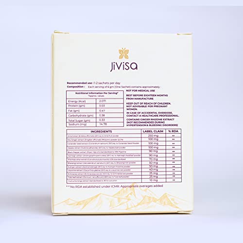 Image of JiViSa The Nectar of Life Herbal Tea for Cold, Cough and Immunity (20 Cups) Kadha with 13 Powerful Herbs, Daily Ayurvedic Tea, Sugar-Free, No-Preservatives Instant Tea Powder Mix Nutraceutical
