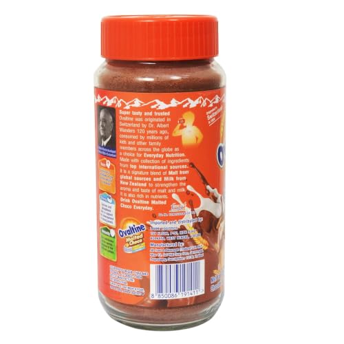 Image of OVALTINE Malted Health Drink Chocolate Flavour Powder, Health Drink for Kids Adults, Nutrition Drink with Vitamins Minerals, Tasty Milk Mix in Glass Jar Daily Energy & Wellness, 400g (Pack of 1)