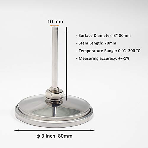 GALAFIRE 80 mm großes Zifferblatt 300 °C BBQ Grill Thermometer Holz Smoker Temp Gauge mit verlängertem 73 mm Stiel für Grillen Fleisch Kochen – Bild 6