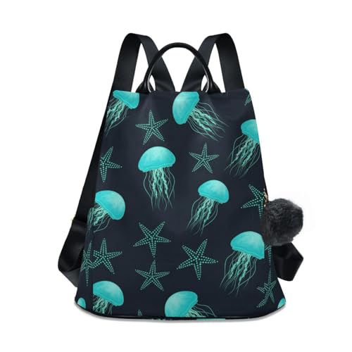 Sac à dos tendance bleu sarcelle méduse étoile de mer pour femme moderne