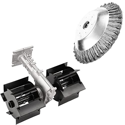 KNakasaki Cepillo Desbrozadora Profesional - Rueda de Alambre de Acero – Cabezal Recortador para Hierbas y Cultivo, Herramienta Manual Rotativa para Suelo y Jardinería
