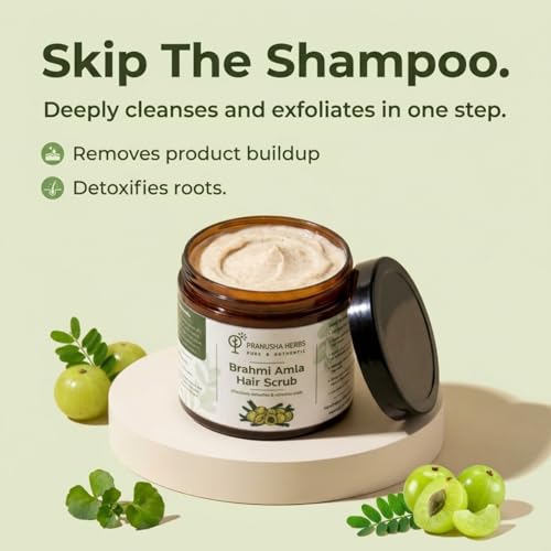 Image of Hair & Scalp Scrub for Dandruff & Build-Up | Anti-Dandruff Exfoliator | Brahmi Amla Pink Himalayan Salt Moringa | Sulfate & Paraben Free