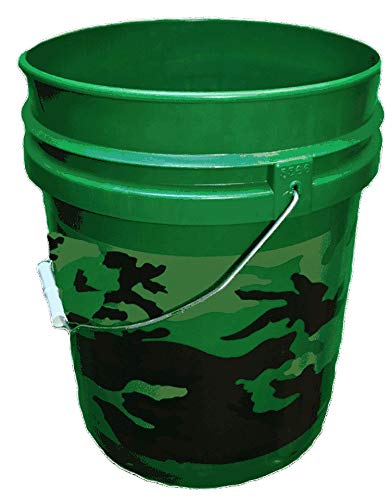 Get Ready for Hunting and Fishing Season with 5 Gallon Green Camo Plastic Buckets, 3-Pack