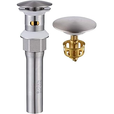 KAIYING Pop Up Drain, Bathroom Sink Drain Stopper with Overflow, Vessel Sink Drain Assembly with Detachable Basket Stopper, Anti-Explosion and Anti-Clogging Drain Strainer (Brushed Nickel) Cover