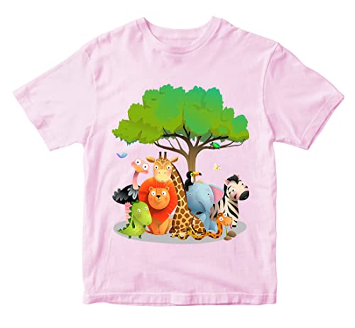 Image of Boys & Girls Cute Jungle Animals Theme 100% Cotton Unisex Kids T-Shirt