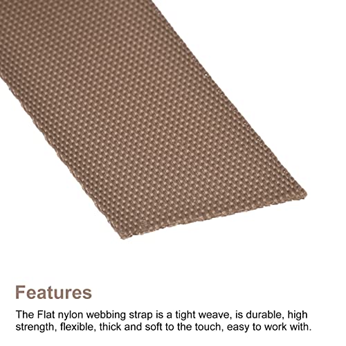 Image of MECCANIXITY Flat Nylon Webbing Strap 1 Inch 15 Yards Brown for Backpack, Cargo Strap, Luggage-rack