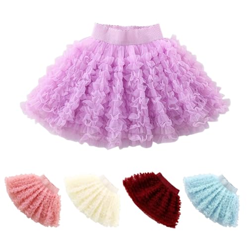 Falda de princesa niña Kawaii dulce falda tutú falda mullida de pastel monocolor elegante falda con botones florales cintura elástica corta faldas de tul falda plisada 18 meses - 7 años, Blanco, 90