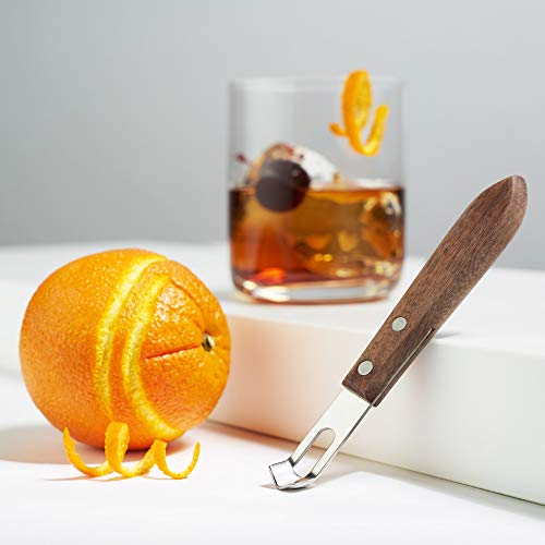 Viski 4575 Channel Knife, Cocktail Garnish Citrus Zester, Walnut Wood & Stainless Steel Bar Tool thumb #4