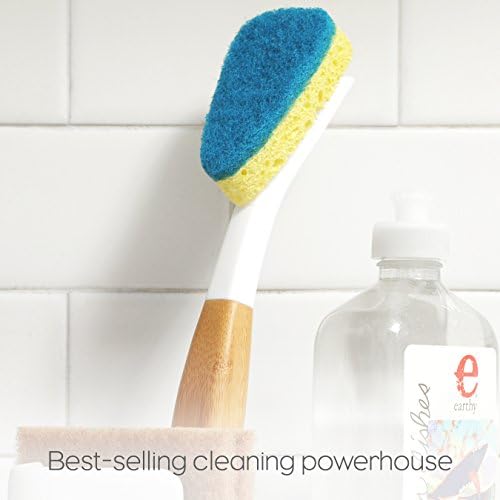 Full Circle Laidback Dish Brush, Bamboo, White, 10.82 x 1.96 x 2.16 cm
