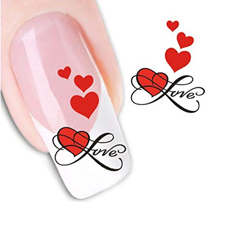 JIEPING 1 Sheet 3D Flower Nail Art Sticker Water Transfer Sticker 3D DIY Nail Decoration Nail Art Decal Sticker Love Heart XF1569
