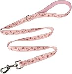 Nylon Dog Leash Fresh Flower Pattern with Soft Padding Handle,4 Ft Durable Leash for Puppy Medium and Large Dogs Walking and Trainning(Rose Pink)