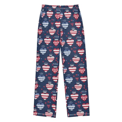 senya Hearts Crown Usa Long Pajama Pants Bottoms Soft Sleepwear with Pockets