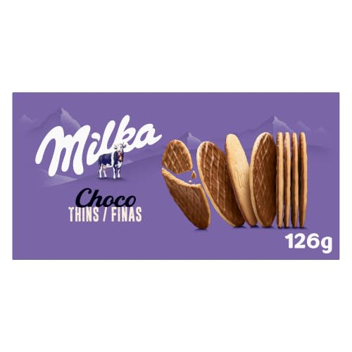 Milka Choco Finas Galletas con Chocolate con Leche, 126g | Finas galletas Milka con chocolate con leche de los Alpes, para disfrutar en cualquier momento del día