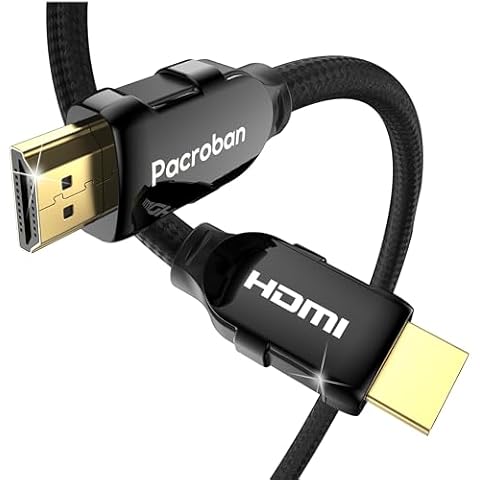 Pacroban HDMI Cable for Laptop to Monitor 3 Foot - Ultra High Speed Certified HDMI 2.1 Cord, Braided, eARC, 48Gbps, 8K 60Hz, 4K 120Hz/Fps DTS:X, HDR, HDCP, Hyperfast Black Cover