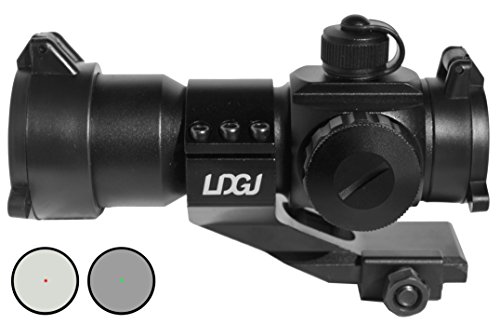 LDGJ Tactical Green & Red Dot Sight/Rifle Scope for Rifles & Shotguns - Includes Picatinny Cantilever Mount Co-Witness with Iron Sights - Coated Optic