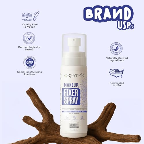 Image of Orgatre Makeup Fixer Spray Waterproof | Long-Lasting for Face | Smudge-Proof Hydrating Finish | With Vitamin C & Niacinamide | Glow After Makeup | For All Skin Types | 100ml (Pack of 2)
