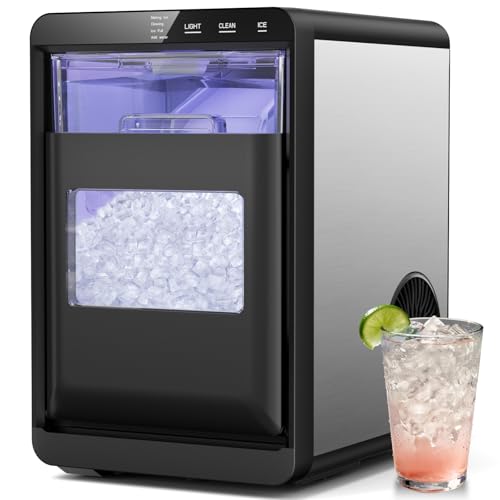 Image of Nugget Ice Maker, 44lbs /24h Ice Makers Countertop, Self-Cleaning Pellet Ice Maker with LCD Display, 5-15 Minute Fast Ice Making, Chewable Ice Maker for Home /Kitchen /Office