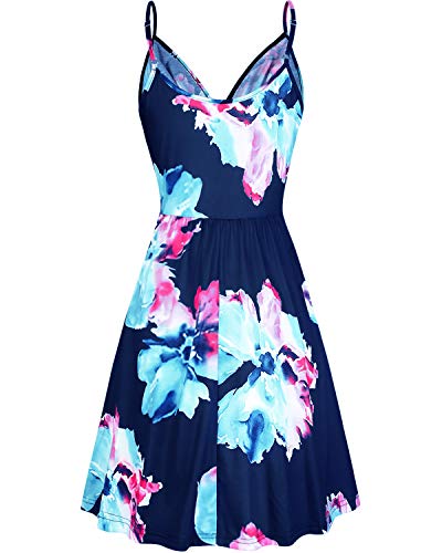 Image of STYLEWORD Womens Sundress Summer Floral Wrap V Neck Backless A-Line Casual Beach Midi Dress