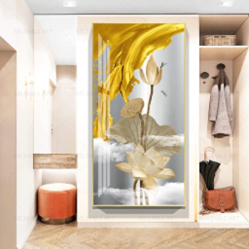 Toile peinture lotus abstrait 70x140cm affiche murale salon nordique