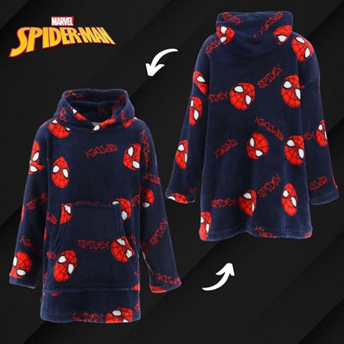 Spiderman Decke Kapuzenpullover für Jungen, Weicher Fleece Bademantel, Sweatshirt mit Kinder, Geschenk für Jungen, Größe 3/5 Jahre | Rot