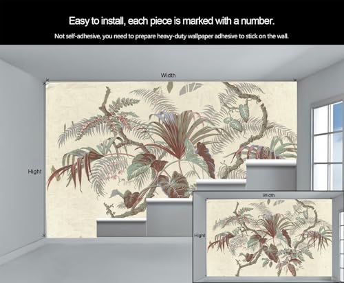 Tropical Mural Large Plants Wall Mural Wallpaper Ferns Wallpaper Natural Landscape Wall Paper for Girls Bedroom Murals Living Room Sofa Large Tv Background Paintings Poster 300X210cm - Image 6