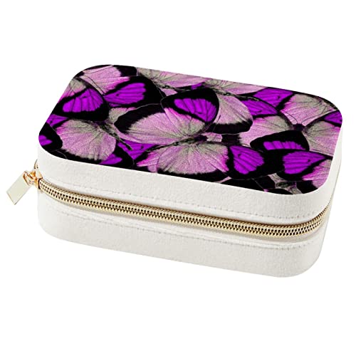 WOSHJIUK Schmuckschatulle Reise Schmuckschatulle,Schmetterling lila Fans,Schmuck Organizer Kleine Schmuckschatullen für Frauen