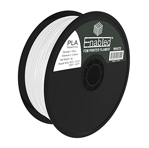 Enabled PLA 3D Printer Filament, Dimensional Accuracy +/- 0.05 mm, 1 kg Spool, 1.75 mm, White
