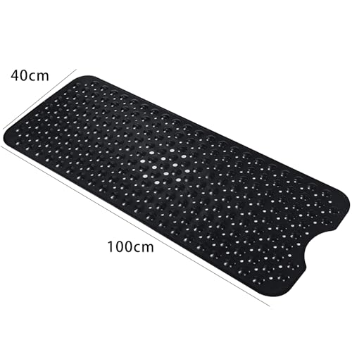 100 x 40 cm Badematte Rutschschutz, Badezimmer Badewanne Matten für Wanne, Maschinenwaschbare Duschmatte für Kinder und Ältere (schwarz)