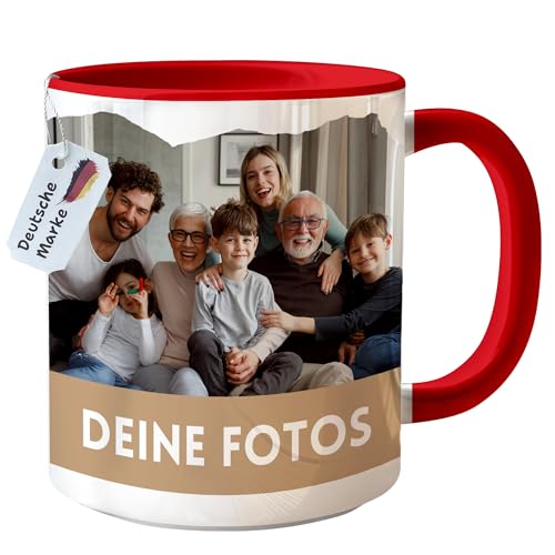 hoppala Tasse personnalisable avec photo - Mug personnalisée avec photo cadeau pour petite amie cadeaux pour femme homme frère ami chef tasse personnalisé cadeau collègue tasse à café (Rouge)