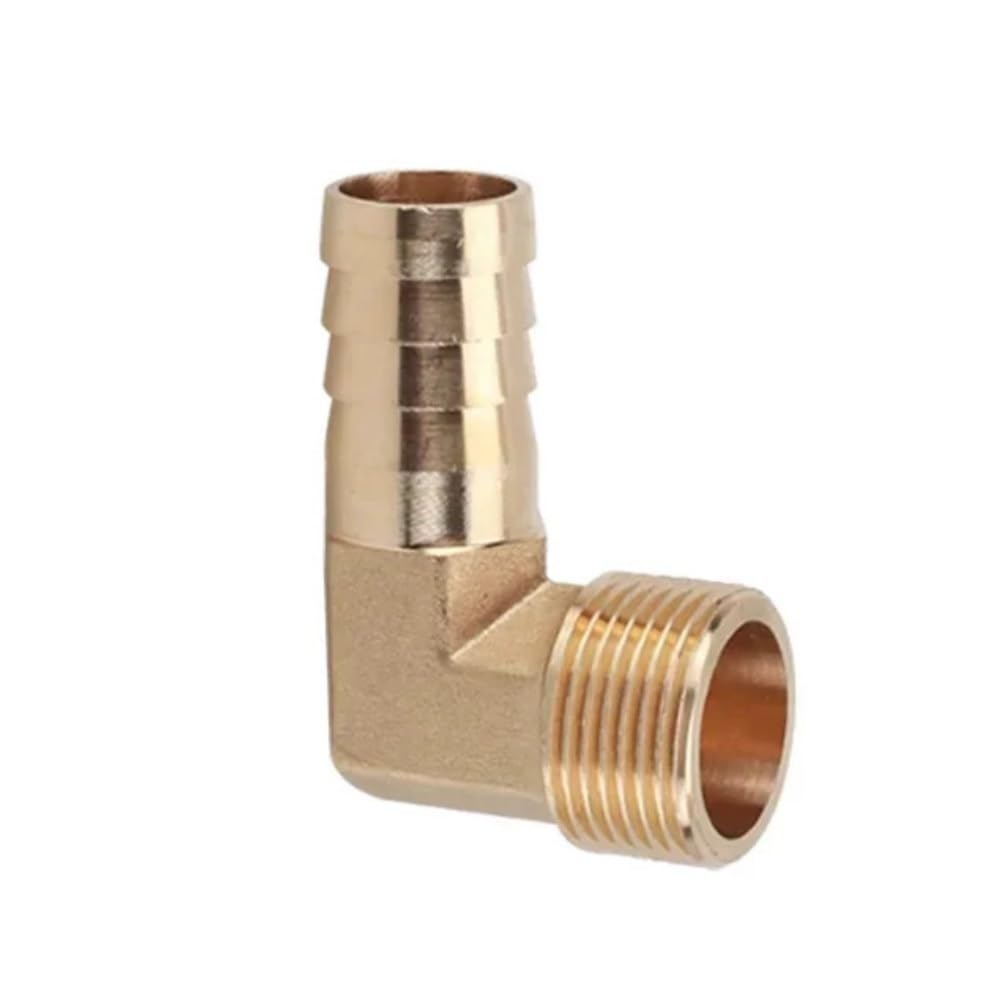 Hose Barb Adapter 20pcs PL Hose Barb Connector Tail Thread, 1/2inch BSP Brass Pipe Fitting, Pagoda Elbow with Male Wire(6mmx3/8inch)