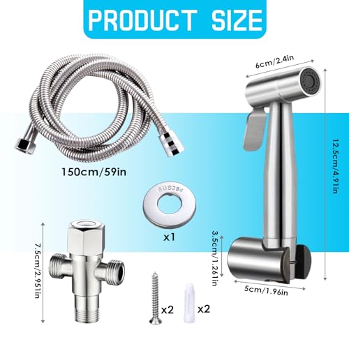 Raisand Handheld Bidet Sprayer Edelstahl Premium - Rostfreie Handbrause für Toilette, Bad, Küche & Balkon | Inkl. Halterung & Zubehör Set | Einfach Installierbar | Langlebiges Bidet Spülsystem