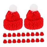 Amosfun 20 Stück Kleiner Strickmützen Rote Bastelmützen und Zylinder Selbstgemacht Handwerkszubehör für Weihnachten Puppenaccessoires Festliche Partydeko
