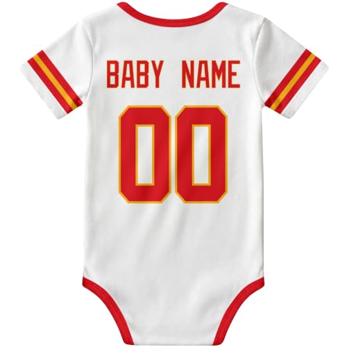 Image of KREDE Baby Clothes Custom Name Bodysuit for Baby Boy Gifts | Short Sleeves Bodysuit with Custom Number Name