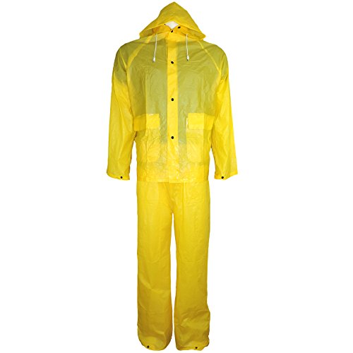 Limited Discount Global Glove RSP810 PVC/Polyester 1 Ply 3 Piece Rainsuit, 2X-Large, Yellow (Case of 12)
