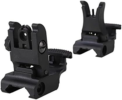 MAGAIPU Front and Rear Flip Up Sights by Tactical Folding with Rapid Spring-Loaded Action โ Picatinny and Weaver Rail โ Low Profile