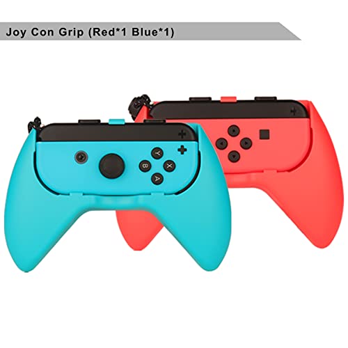 Eovola Accessories Kit For Nintendo Switch / Switch Oled Model Games Bundle Wheel Grip Caps Carrying Case Screen Protector Controller #TOP4