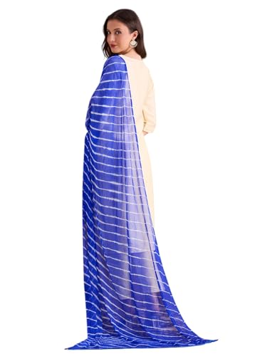 Image of DUPATTA BAZAAR Women's Leharia Dupatta with Pom Pom Lace
