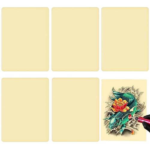5 Piezas Piel Sintetica Tatuaje, 30 x 20 cm Doble Cara de Piel Tatuaje Falsa en Silicona para Practicar, Accesorios para Kit Tatuajes, para Principiantes y Profesionales Experimentados